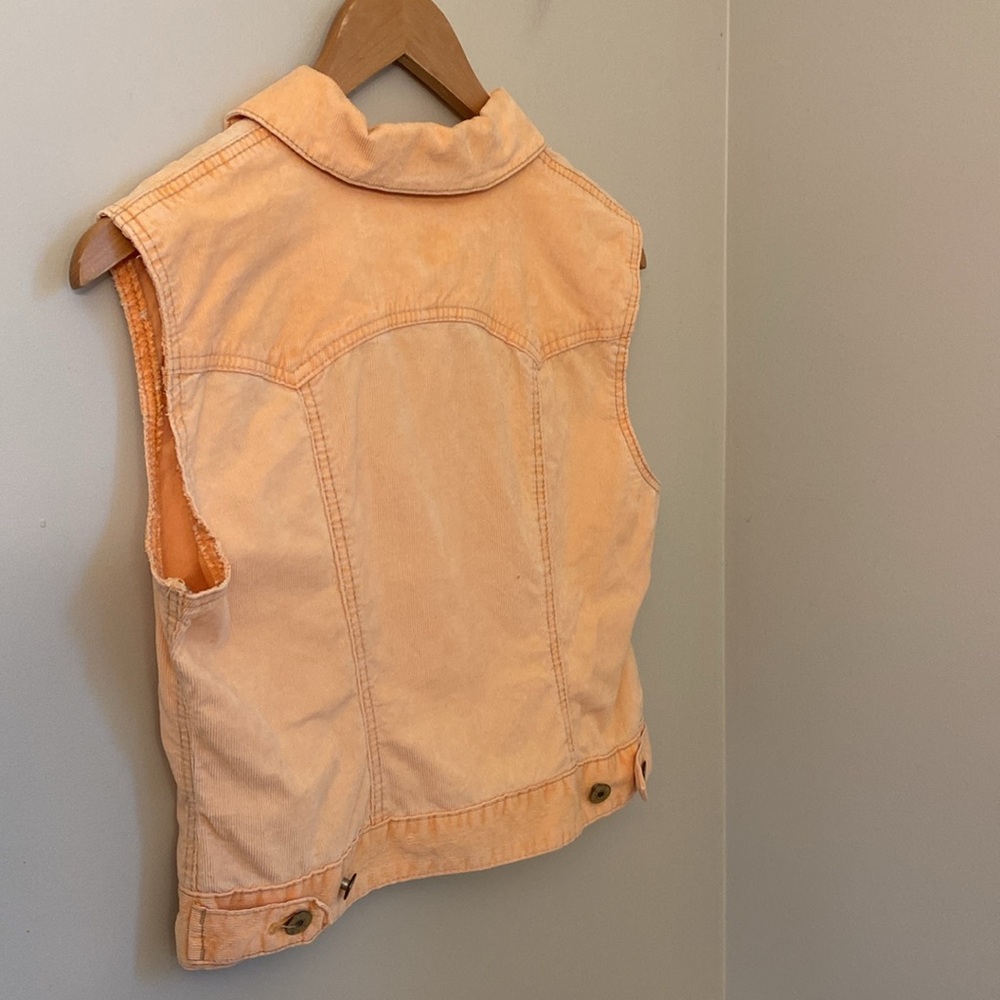 Vintage Gap Sleeveless Cropped Corduroy Vest Neon Orange size S Y2K 90s Boho - Picture 6 of 11